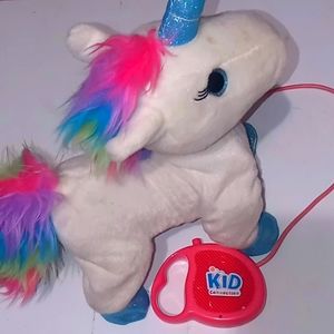 4/20 Kids Connection White Walking Rainbow Unicorn Remote Control Leash w Sound